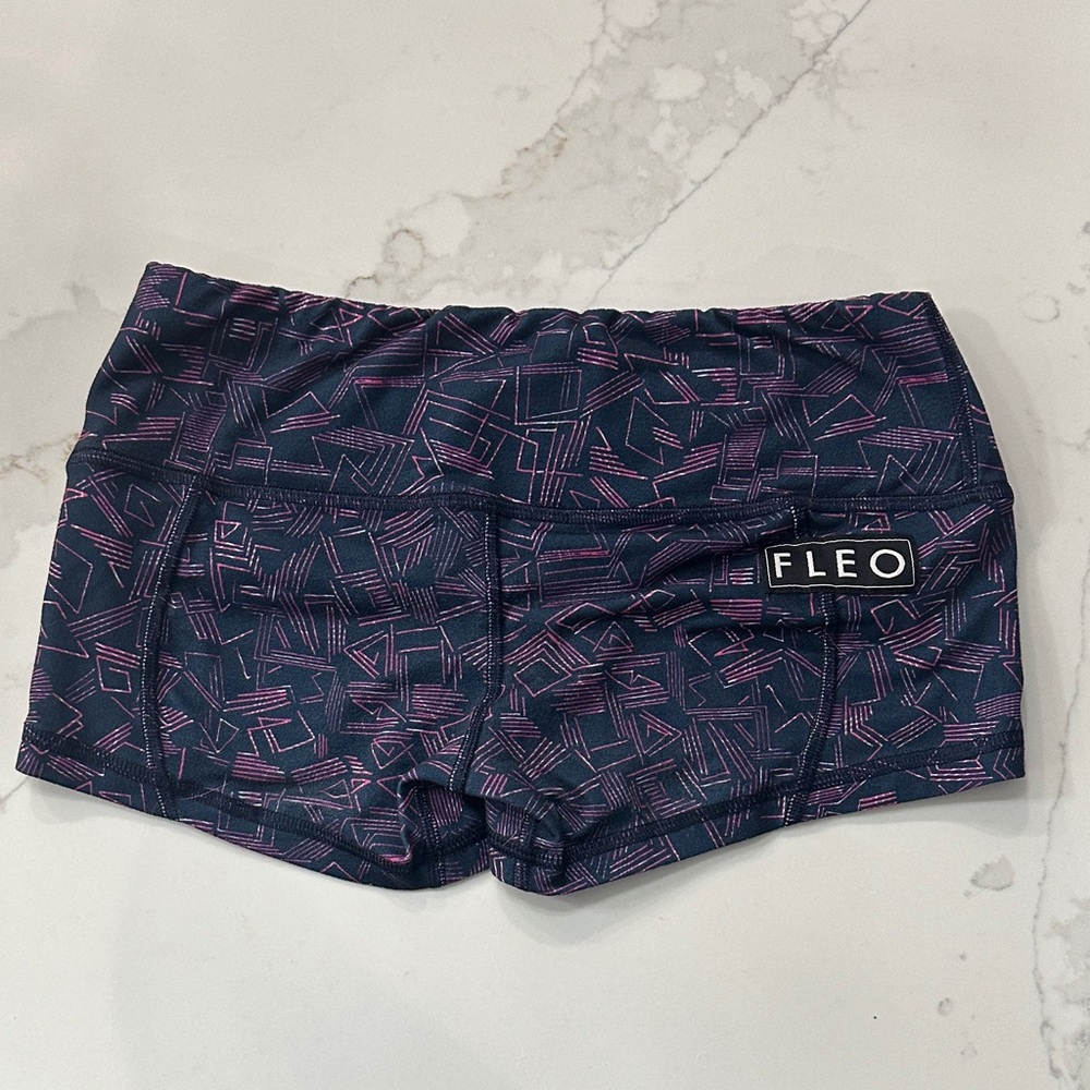 Fleo Dark Blue and Pink Patterned Shorts